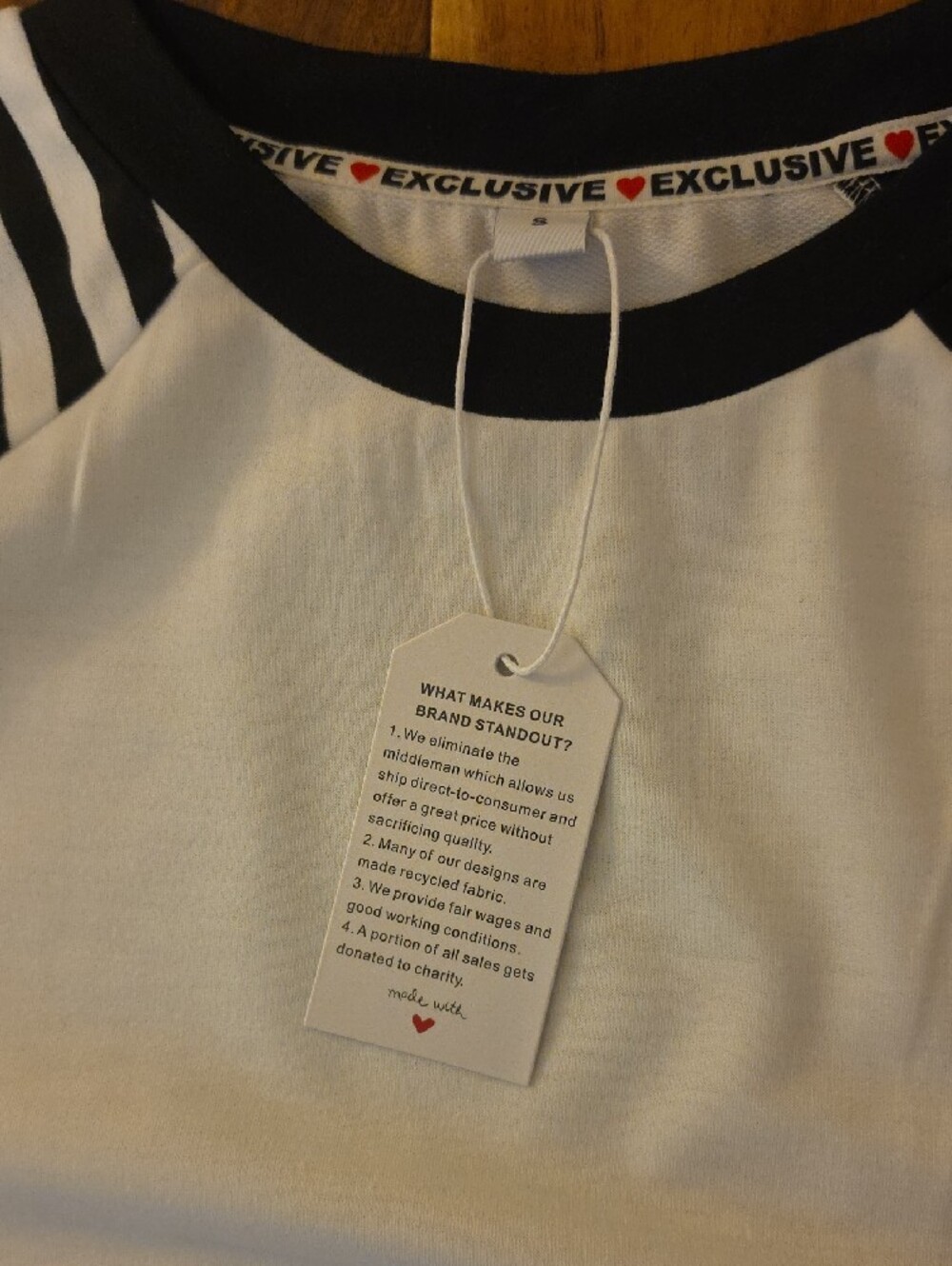Women's Long-Sleeve Raglan Tee in White and Black - Picture 2 of 4